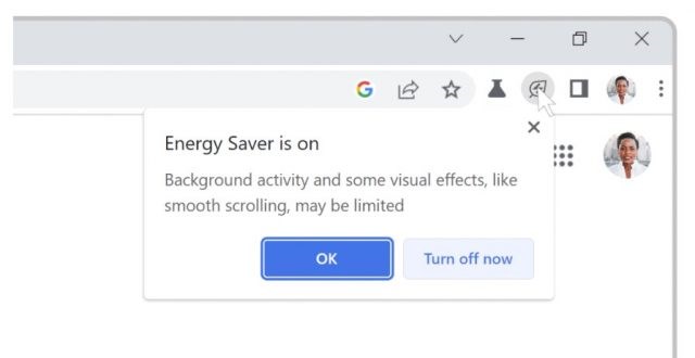 T&iacute;nh năng tiết kiệm năng lượng của Chrome.
