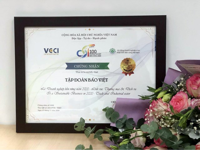 Tập đo&agrave;n Bảo Việt - 5 năm li&ecirc;n tiếp được vinh danh trong TOP 10 DN Bền vững Việt Nam