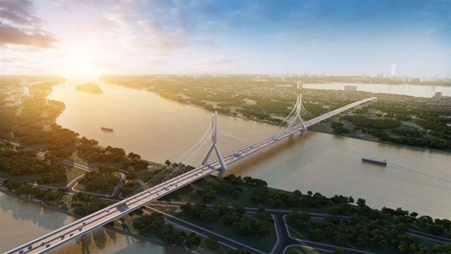 Phối cảnh cầu Tứ Liên. 