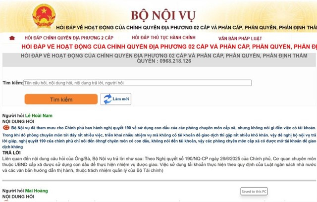 Bộ Nội vụ ra mắt chuy&ecirc;n mục v&agrave; số điện thoại &ldquo;Hỏi đ&aacute;p về hoạt động của ch&iacute;nh quyền địa phương hai cấp v&agrave; ph&acirc;n cấp, ph&acirc;n quyền, ph&acirc;n định thẩm quyền&rdquo; (Ảnh: VGP).
