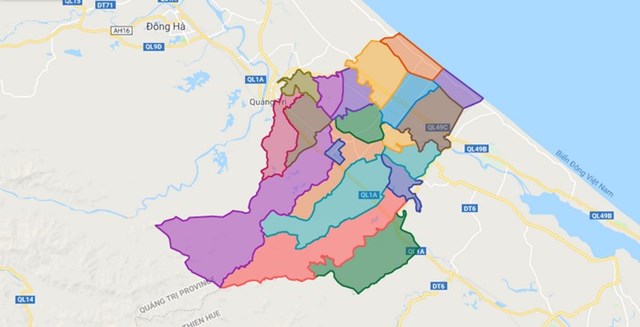 Bản đồ hành chính huyện Hải Lăng, tỉnh Quảng Trị.