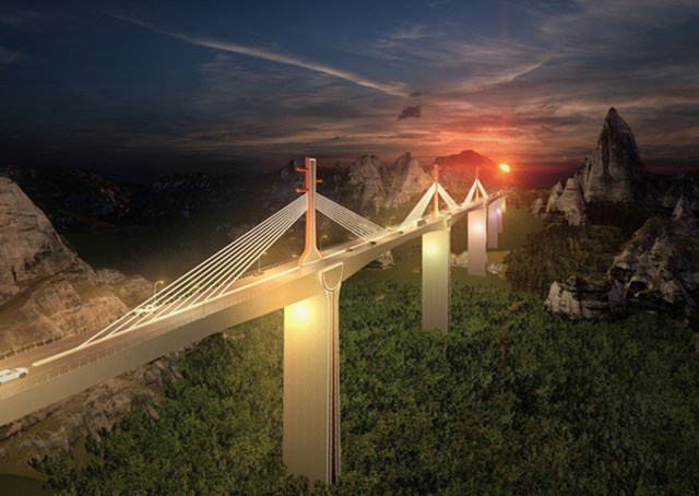 Một cây cầu được thiết kế trên cao tốc Đồng Đăng - Trà Lĩnh. Ảnh: A2Z