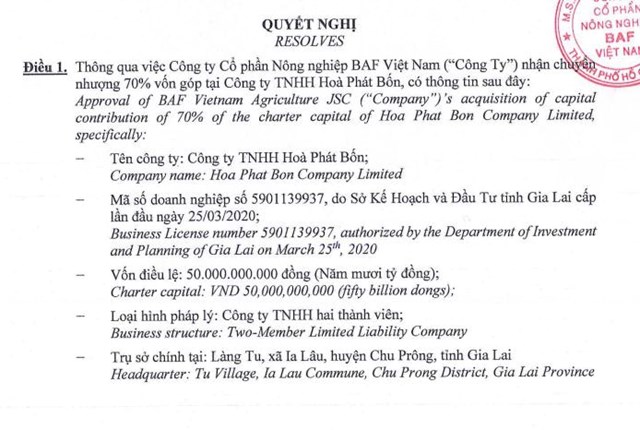 N&#244;ng nghiệp BAF Việt Nam (BAF) tiếp tục th&#226;u t&#243;m th&#234;m c&#244;ng ty mới v&#224;o đầu năm 2025 - Ảnh 1