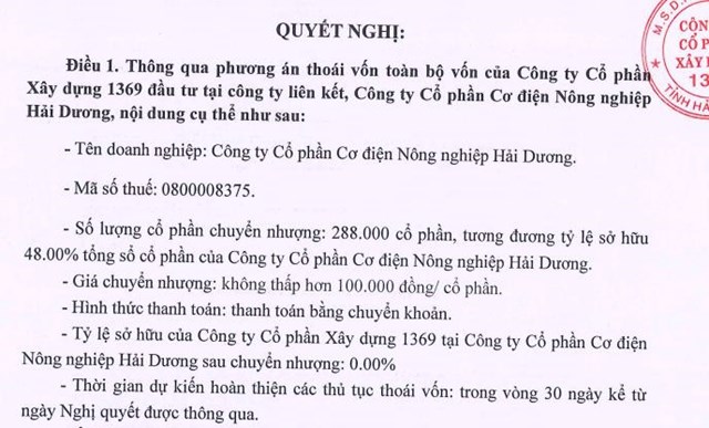 C&#244;ng ty X&#226;y dựng 1369 (C69) muốn tho&#225;i to&#224;n bộ 48% vốn tại c&#244;ng ty li&#234;n kết  - Ảnh 1