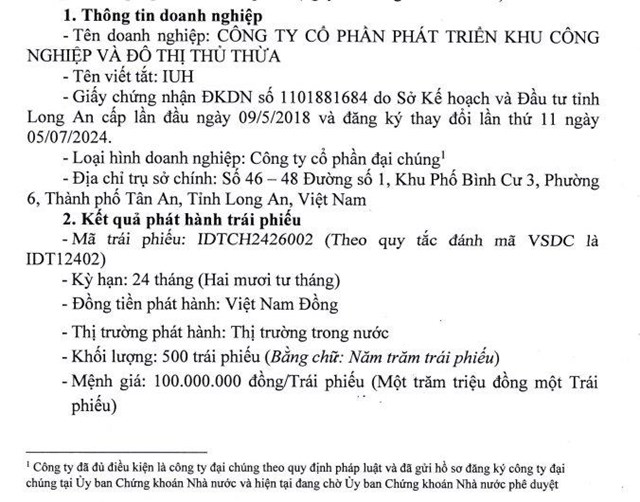 Một c&#244;ng ty bất động sản tại Long An vay 50 tỷ đồng tr&#225;i phiếu - Ảnh 1