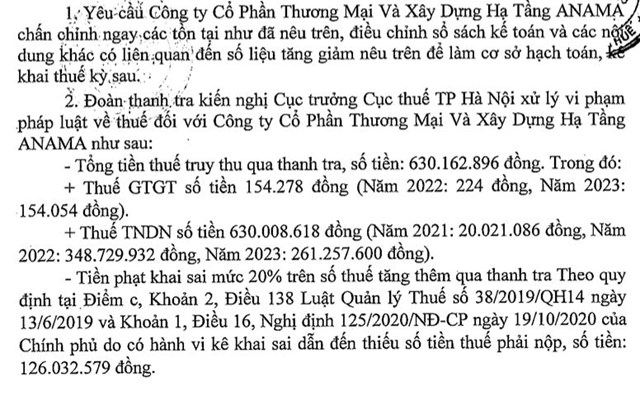 Sai phạm thuế, C&#244;ng ty Thương mại v&#224; X&#226;y dựng hạ tầng Anama bị phạt v&#224; truy thu thuế gần 850 triệu đồng - Ảnh 3