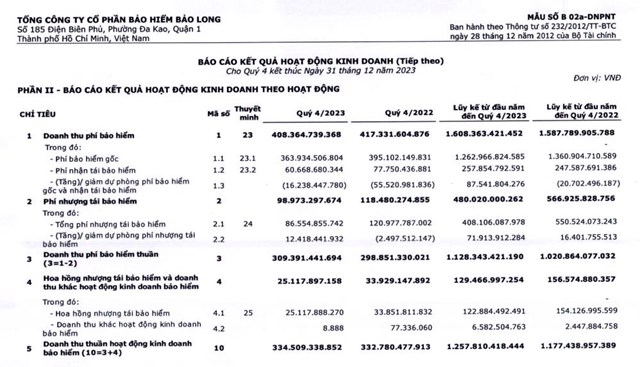 Lợi nhuận năm 2023 của Bảo hiểm Bảo Long (BLI) đi ngang so với năm ngo&#225;i - Ảnh 2