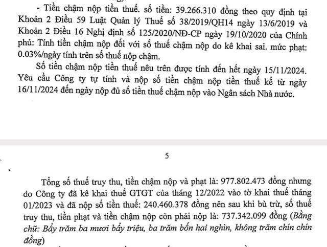 C&#244;ng ty TNHH L&#234; Huy vướng loạt vi phạm thuế, bị phạt v&#224; truy thu gần 740 triệu đồng - Ảnh 4