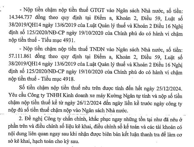 Sai phạm thuế, h&#243;a đơn, C&#244;ng ty Kinh doanh xe m&#225;y Kường Ng&#226;n bị phạt v&#224; truy thu hơn 561 triệu đồng - Ảnh 5