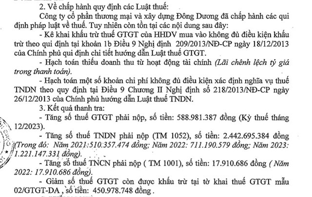 C&#244;ng ty Thương mại v&#224; X&#226;y dựng Đ&#244;ng Dương bị phạt v&#224; truy thu thuế hơn 4,1 tỷ đồng - Ảnh 2