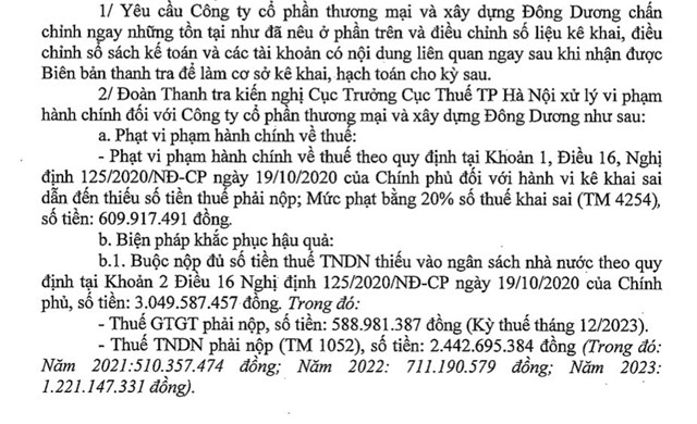 C&#244;ng ty Thương mại v&#224; X&#226;y dựng Đ&#244;ng Dương bị phạt v&#224; truy thu thuế hơn 4,1 tỷ đồng - Ảnh 3