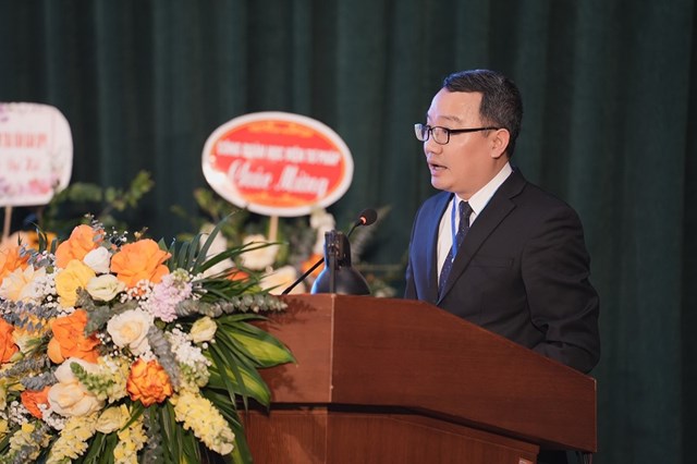 Cục trưởng Cục Kiểm tra VBQPPL&nbsp;Hồ Quang Huy ph&aacute;t biểu tại Đại hội