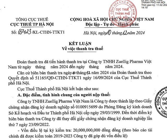 Vướng sai phạm về thuế, C&#244;ng ty TNHH Zuellig Pharma Việt Nam bị phạt v&#224; truy thu hơn 26,9 tỷ đồng - Ảnh 1