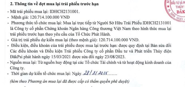 Đầu tư v&#224; ph&#225;t triển Thủy điện Đăkpsi - th&#224;nh vi&#234;n nh&#243;m BB Group sắp mua lại hơn 120,7 tỷ đồng tiền tr&#225;i phiếu - Ảnh 1