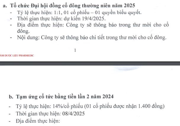 Pharmedic (PMC) dự chi hơn 13 tỷ đồng để trả cổ tức đợt 2 năm 2024 - Ảnh 1