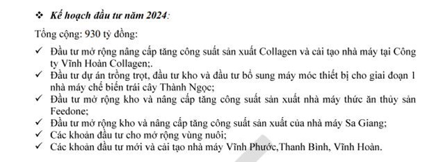 C&#244;ng ty Vĩnh Ho&#224;n (VHC) dự chi 930 tỷ đồng cho hoạt động đầu tư trong năm 2024 - Ảnh 2