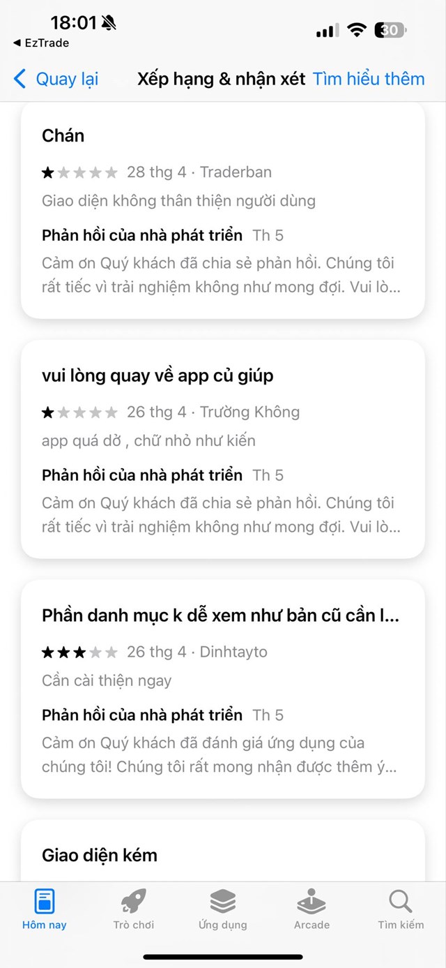 Giao diện mới của C&#244;ng ty Chứng kho&#225;n FPT (FPTS) gặp t&#236;nh trạng kh&#244;ng thể update, nhận về loạt đ&#225;nh gi&#225; 01 sao - Ảnh 5
