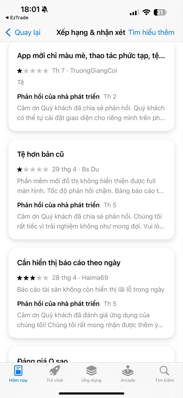Giao diện mới của Công ty Chứng khoán FPT (FPTS) gặp tình trạng không thể update, nhận về loạt đánh giá 01 sao - Ảnh 6 Giao diện mới của Công ty Chứng khoán FPT (FPTS) gặp tình trạng không thể update, nhận về loạt đánh giá 01 sao - Ảnh 6