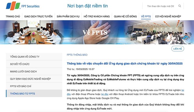Giao diện mới của C&#244;ng ty Chứng kho&#225;n FPT (FPTS) gặp t&#236;nh trạng kh&#244;ng thể update, nhận về loạt đ&#225;nh gi&#225; 01 sao - Ảnh 1