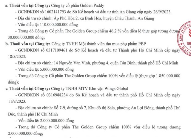 The Golden Group (TGG) muốn tho&#225;i to&#224;n bộ vốn tại 3 c&#244;ng ty th&#224;nh vi&#234;n - Ảnh 1