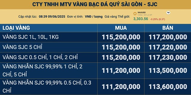 Gi&#225; v&#224;ng ng&#224;y 9/6: V&#224;ng thế giới v&#224; v&#224;ng miếng SJC c&#249;ng quay đầu &#39;đi xuống&#39; - Ảnh 2
