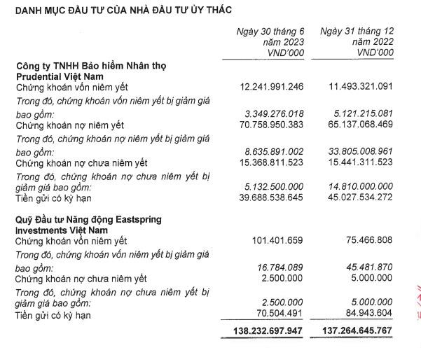 Ph&acirc;n bổ danh mục ủy th&aacute;c của quản l&yacute; Quỹ Eastsrping Investments. Nguồn: BCTC