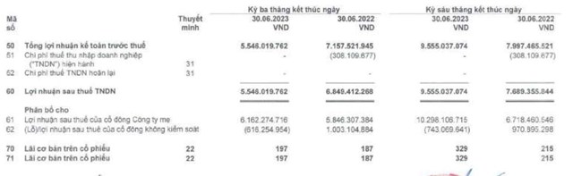 Kết quả kinh doanh qu&yacute; II/2023 của YEG