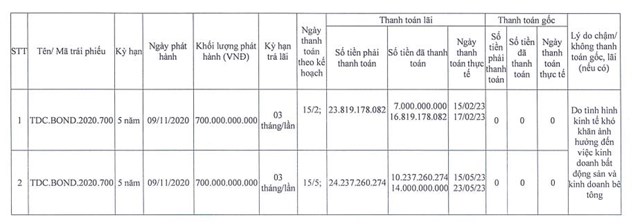 Nửa đầu năm 2023, C&#244;ng ty Kinh doanh v&#224; Ph&#225;t triển B&#236;nh Dương (TDC) chậm trả l&#227;i tr&#225;i phiếu 2 lần, b&#225;o lỗ kỷ lục hơn 300 tỷ đồng - Ảnh 1