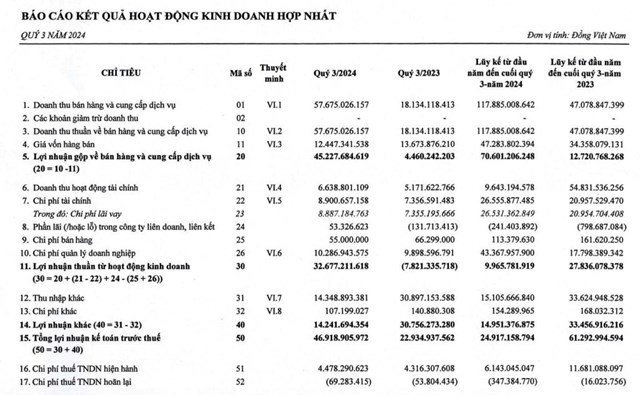 D&#249; l&#227;i sau thuế qu&#253; III/2024 Saigonres (SGR) tăng gấp đ&#244;i nhưng mới ho&#224;n th&#224;nh 13% mục ti&#234;u cả năm - Ảnh 1