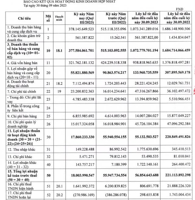 Lợi nhuận sau thuế của Sợi Thế Kỷ (STK) giảm 66,8% trong qu&#253; III/2023 - Ảnh 1