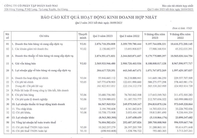 Lợi nhuận sau thuế qu&#253; III/2023 của Tập đo&#224;n Sao Mai (ASM) giảm 70%, tổng nợ vay vượt 10.000 tỷ đồng - Ảnh 1
