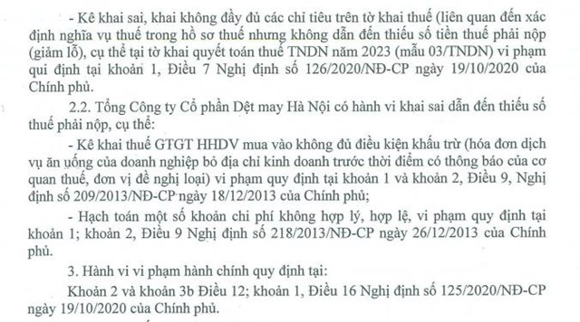 Vừa mới b&#225;o l&#227;i qu&#253; III/2024, Dệt may H&#224; Nội Hanosimex (HSM) bị phạt v&#224; truy thu thuế gần 383 triệu đồng - Ảnh 1