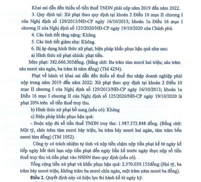 Vi phạm h&#224;nh ch&#237;nh về thuế, Sonadezi Long Th&#224;nh (SZL) bị phạt  v&#224; truy thu h&#224;ng tỷ đồng - Ảnh 1