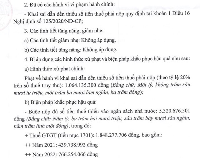 Vi phạm thuế, Thực phẩm Cholimex (CMF) bị phạt v&#224; truy thu hơn 7,4 tỷ đồng - Ảnh 2