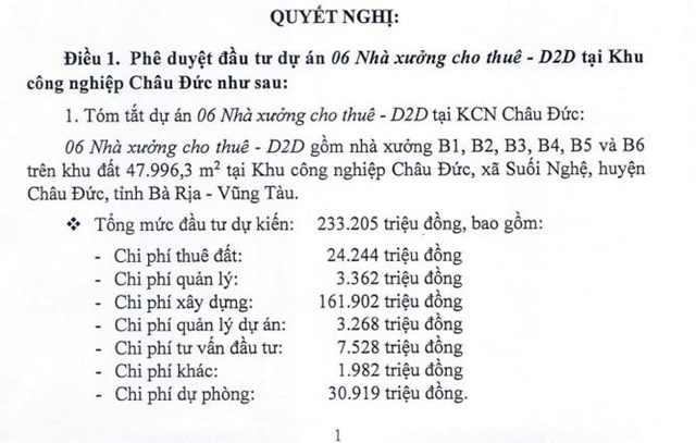 Ph&#225;t triển Đ&#244; thị C&#244;ng nghiệp số 2 (D2D) muốn đầu tư 6 nh&#224; xưởng, tổng mức đầu tư dự kiến hơn 230 tỷ - Ảnh 1