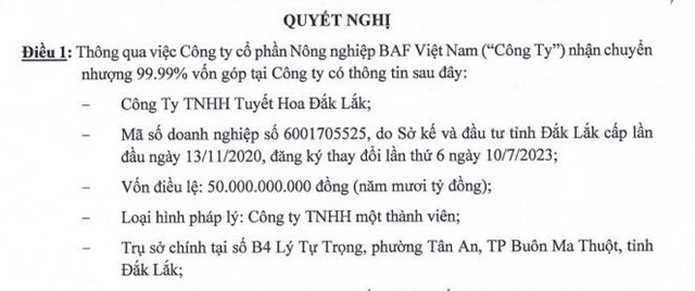 Kết quả kinh doanh khởi sắc, N&#244;ng nghiệp BAF Việt Nam (BAF) tiếp tục th&#226;u t&#243;m c&#244;ng ty - Ảnh 1