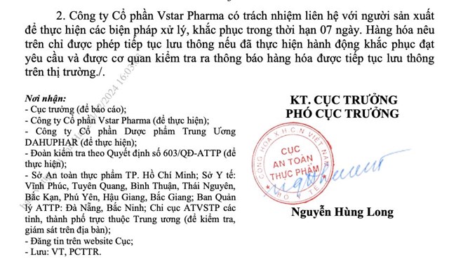 Tạm dừng lưu th&#244;ng loạt sản phẩm do C&#244;ng ty Dược phẩm Trung ương DAHUPHAR sản xuất - Ảnh 4