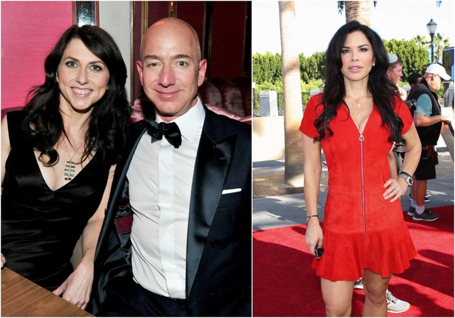 Vợ chồng Jeff Bezos - MacKenzie Scott khi c&ograve;n mặn nồng (tr&aacute;i) v&agrave; Lauren Sanchez (phải)