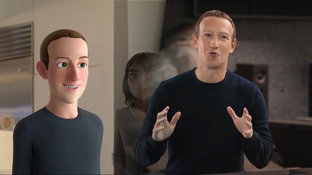 Đồng s&aacute;ng lập Meta Mark Zuckerberg c&ugrave;ng avatar của &ocirc;ng trong metaverse. Ảnh: Meta.&nbsp;