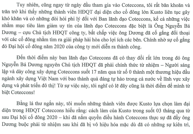 Người Việt cuối c&#249;ng trong HĐQT Coteccons gửi đơn xin từ nhiệm, để lại t&#226;m thư đầy trăn trở - Ảnh 2