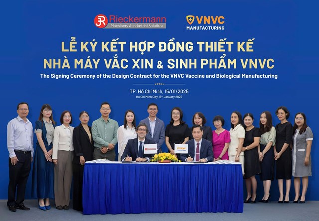 &Ocirc;ng Ng&ocirc; Ch&iacute; Dũng, Chủ tịch HĐQT, Tổng Gi&aacute;m đốc C&ocirc;ng ty Cổ phần Vacxin Việt Nam (VNVC) v&agrave; &ocirc;ng Jorge Domingo Guerra, Gi&aacute;m đốc ph&aacute;t triển kinh doanh Tập đo&agrave;n Rieckermann, k&yacute; hợp đồng thiết kế Nh&agrave; m&aacute;y sản xuất vắc xin v&agrave; sinh phẩm VNVC. &nbsp;