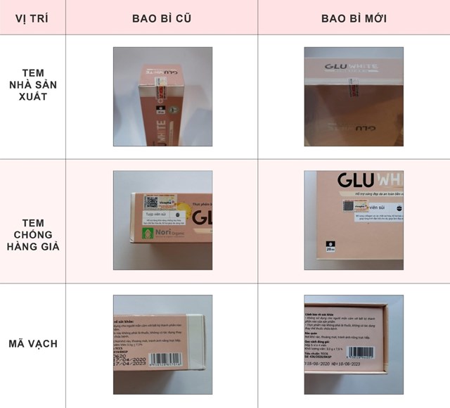 Thay đổi bao b&#236; v&#224; chuyển đổi ph&#225;p nh&#226;n chịu tr&#225;ch nhiệm về sản phẩm Gluwhite - Ảnh 2