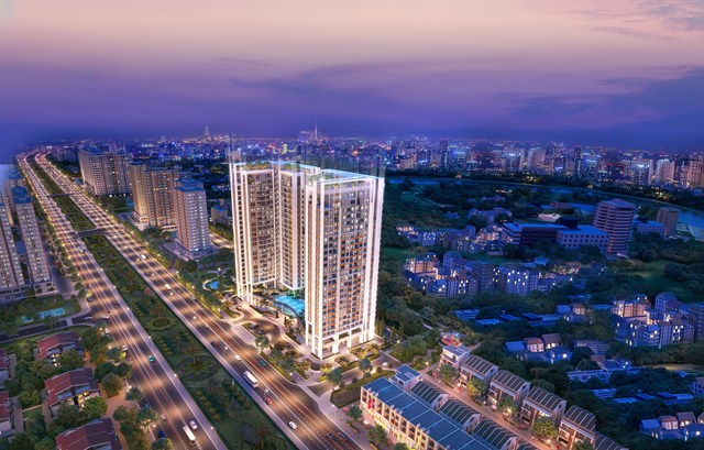 Nằm tr&ecirc;n trục đường Nguyễn Hữu Thọ, Essensia Sky l&agrave; th&aacute;p đ&ocirc;i căn hộ đầu ti&ecirc;n trong quần thể dự &aacute;n xanh - sức khoẻ Essensia Nam S&agrave;i G&ograve;n&nbsp; &nbsp;